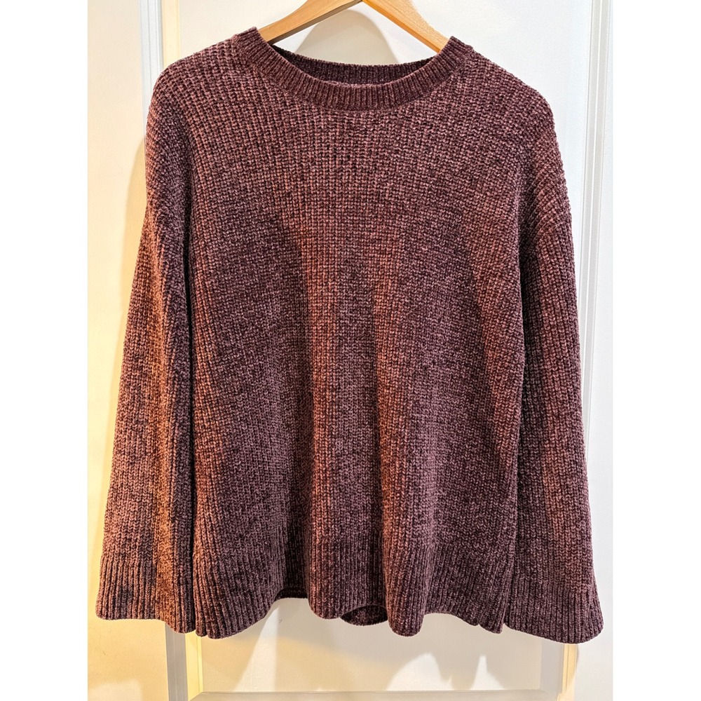 Matty M Burgundy Chenille Crew Neck Sweater Womens Size S Maroon 1797432